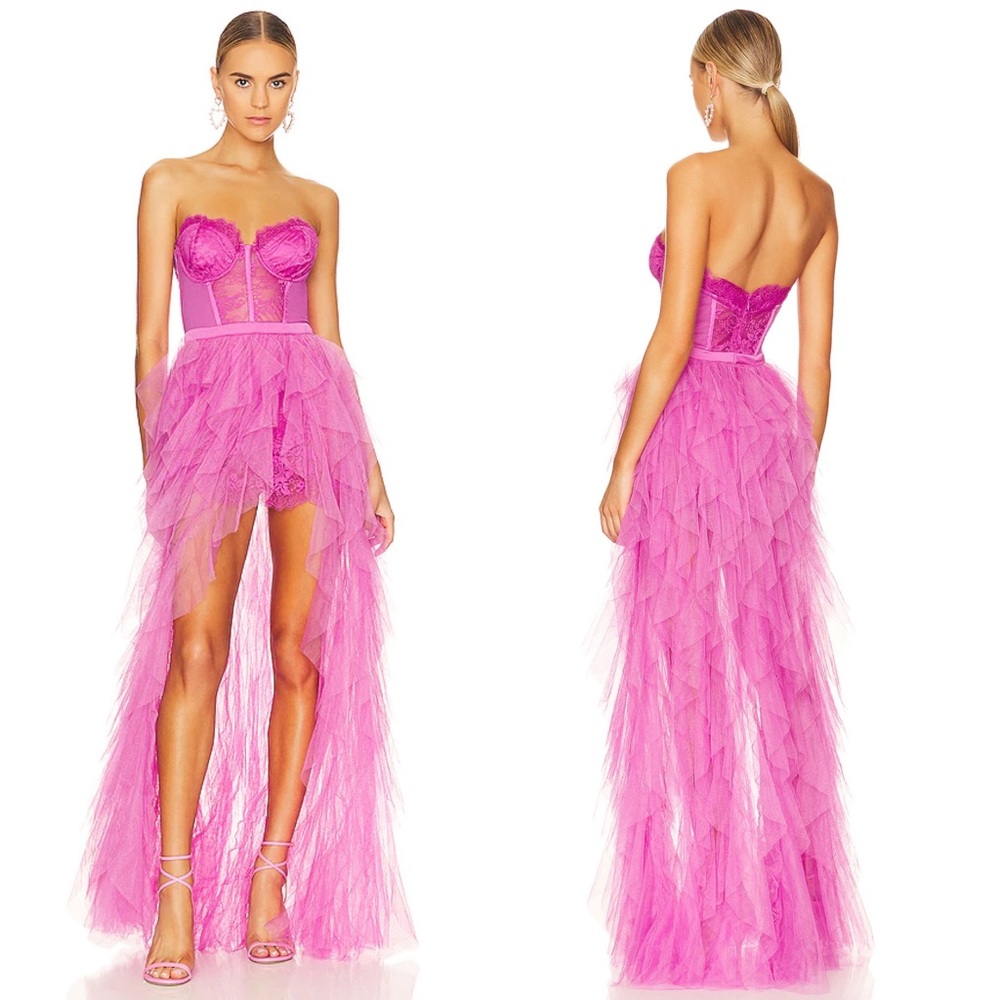 NEW NWT For Love & Lemons x Revolve Bustier Gown In Pink